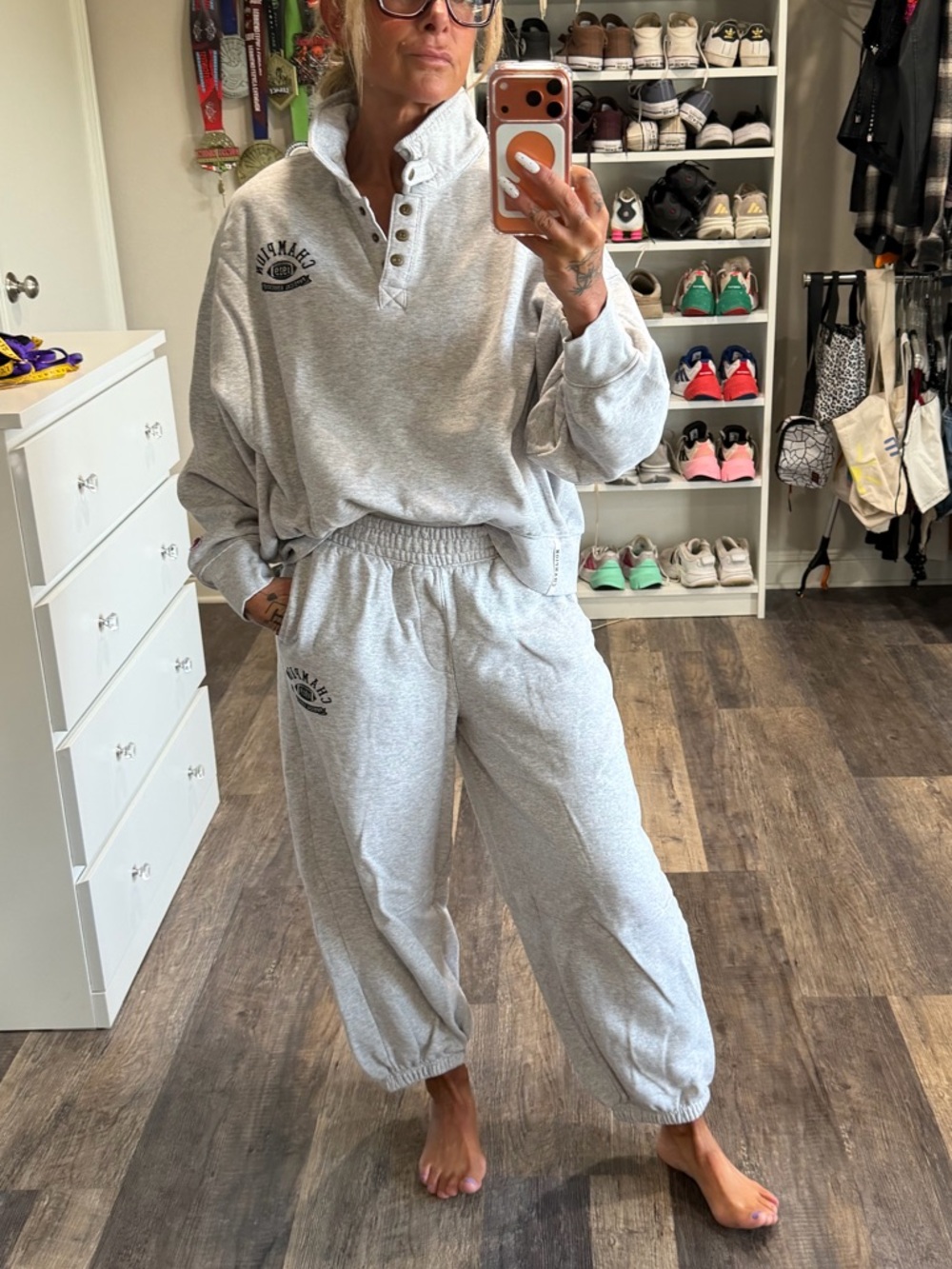 Gray Champion  Two-Piece Sweatshirt & Jogger Set